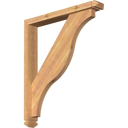 Funston Arts And Crafts Smooth Bracket W/ Offset Brace, Western Red Cedar, 3 1/2W X 24D X 28H